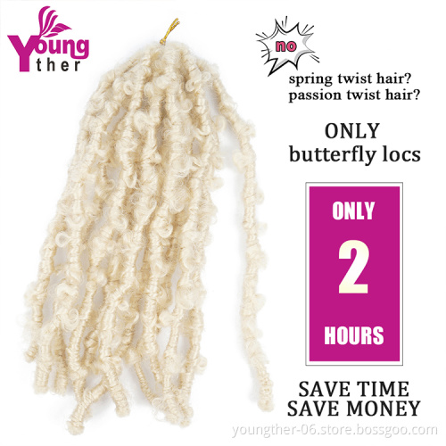 Synthetic Butterfly Locs Braiding Hair Distressed Water Wave Faux Loc Crochet Wavy Dread Butterfly Locs Braids